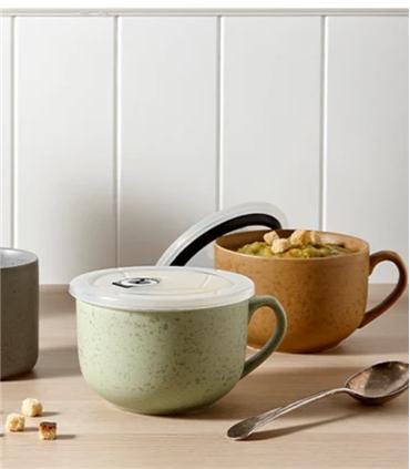 TAZA MICRO C/TAPA OCRE
