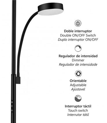 PIE SALON ELTON NEGRO LED 25W+5W 2000LM 4000/3000K