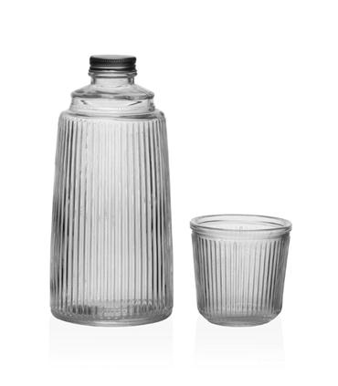 BOTELLA CON VASO CRISTAL