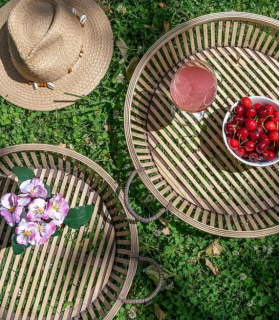 BANDEJA NATURAL RATAN DECORACION 50X50X9.5CM