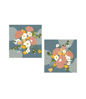 PAREJA CUADROS LIENZO 60X60CM FLORES 