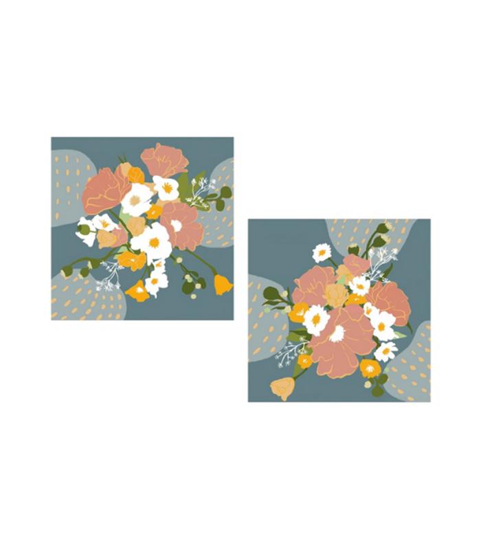 PAREJA CUADROS LIENZO 60X60CM FLORES 