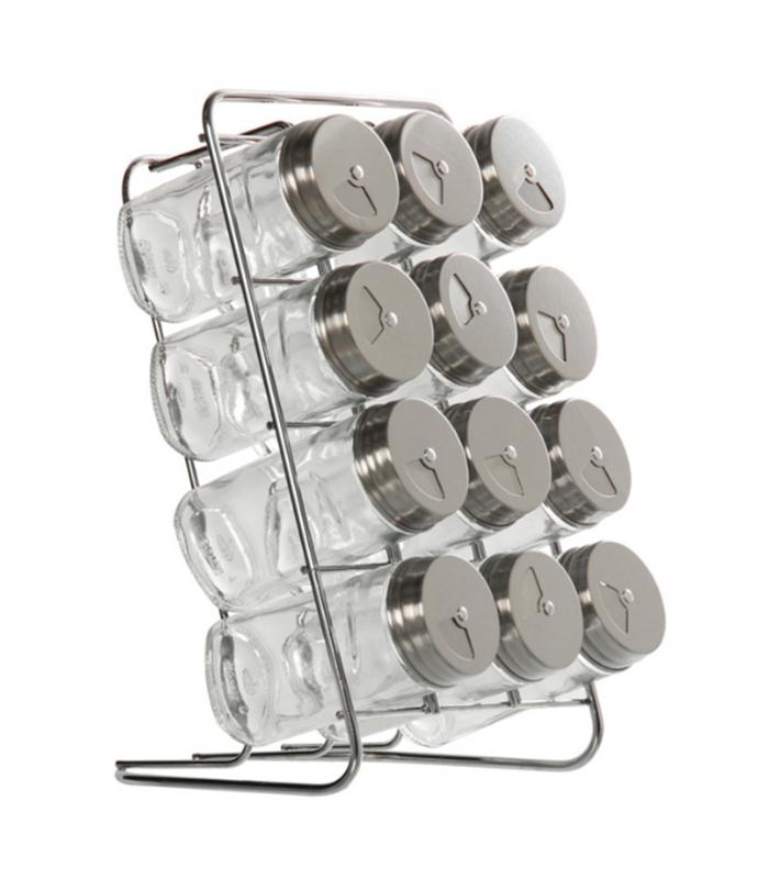JGO. 12 ESPECIEROS CRISTAL C/TAPA ACERO