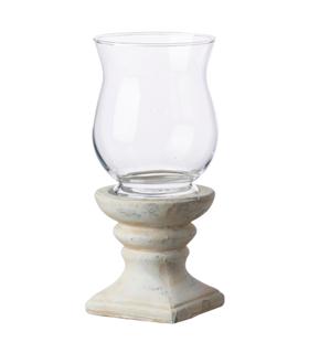 PORTAVELAS CERAMICA CRISTAL BEIGE 13X13X27.5CM