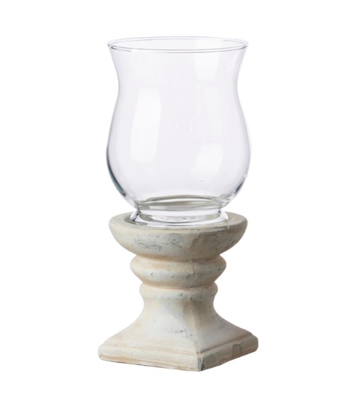 PORTAVELAS CERAMICA CRISTAL BEIGE 13X13X27.5CM