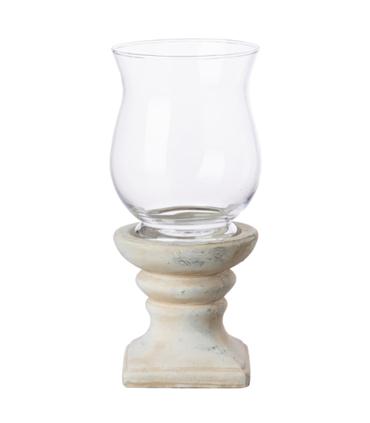 PORTAVELAS CERAMICA CRISTAL BEIGE 13X13X27.5CM
