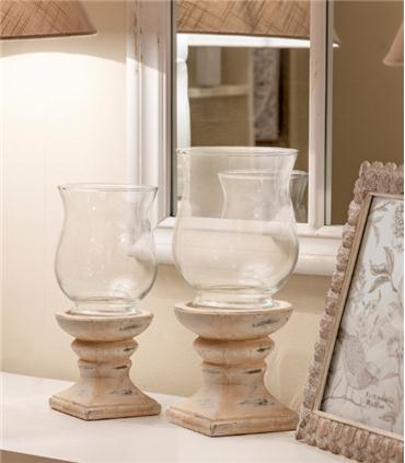 PORTAVELAS CERAMICA CRISTAL BEIGE 13X13X27.5CM
