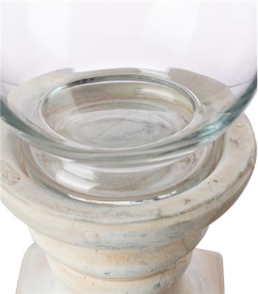 PORTAVELAS CERAMICA CRISTAL BEIGE 13X13X27.5CM