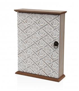CAJA DE LLAVES BLANCA CON DECORADO DE ROSAS