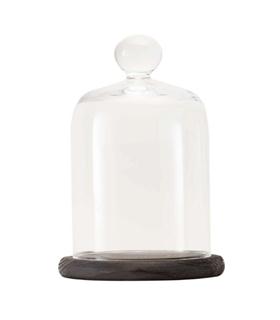 CAMPANA OLFATIVA DE CRISTAL CON BASE DE MADERA