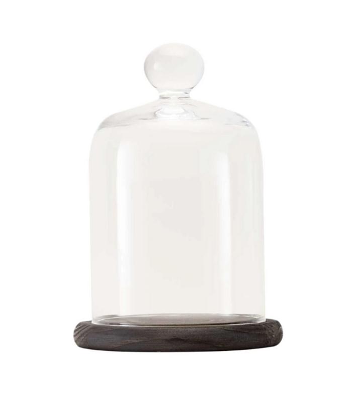 CAMPANA OLFATIVA DE CRISTAL CON BASE DE MADERA
