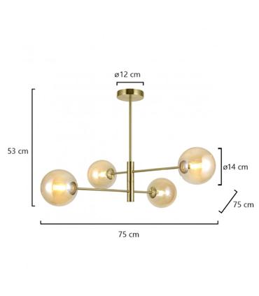LAMPARA 4L GALAXIA LATON AMBAR 4X28W G9