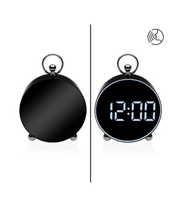 RELOJ DESPERTADOR DIGITAL NEGRO LUZ BLANCA