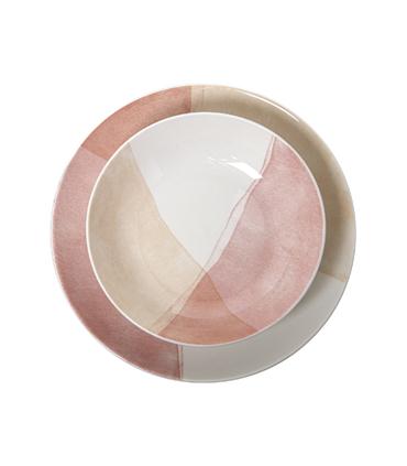 VAJILLA 18PZS. PORCELANA TONOS ROSA