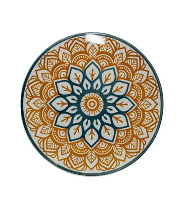 VAJILLA 18PZS. PORCELANA MANDALA AMARILLO