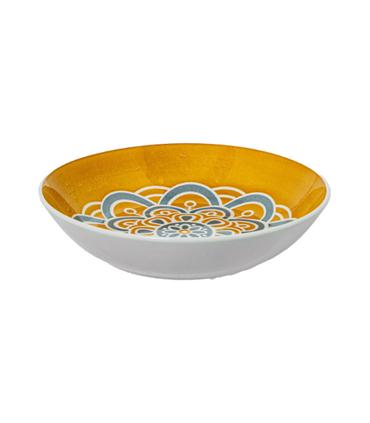 VAJILLA 18PZS. PORCELANA MANDALA AMARILLO