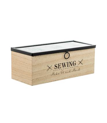 CAJA COSTURA MADERA C/TAPA CRISTAL