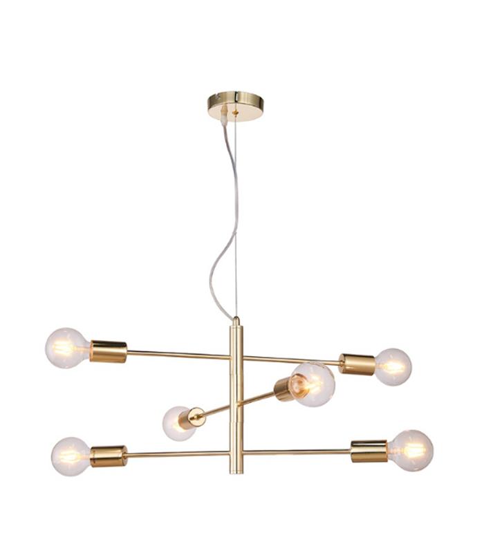 LAMPARA CAREN 6L E27 MET. DORADO