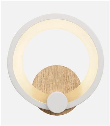 APLIQUE SYDNEY 10W 4000K BLANCO/MADERA CLARA 19.5X19X5CM 