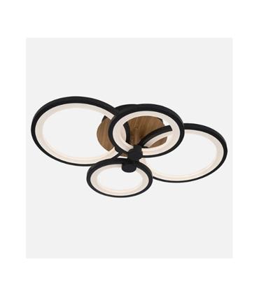 PLAFON SYDNEY 76W NEGRO/MADERA OSCURA 13.5X55X41CM