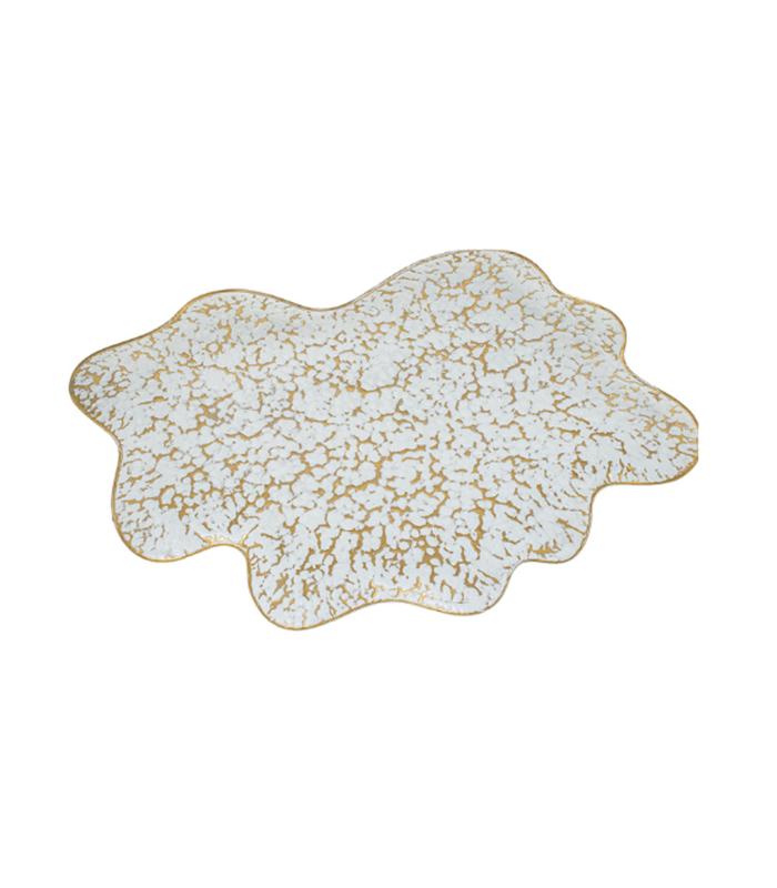 BANDEJA METAL DORADO/BLANCO 53CM