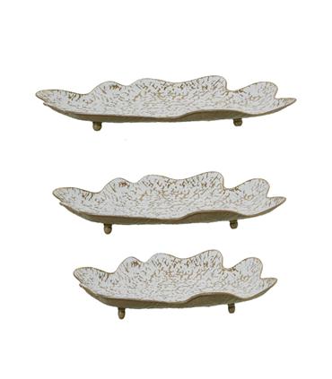 BANDEJA METAL DORADO/BLANCO 53CM