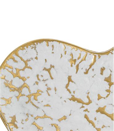 BANDEJA METAL DORADO/BLANCO 53CM