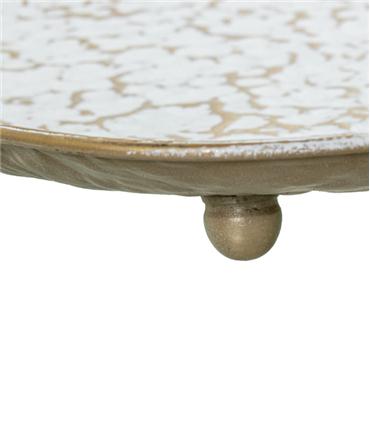 BANDEJA METAL DORADO/BLANCO 53CM