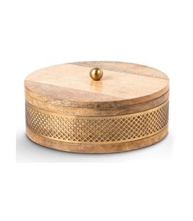 CAJA MADERA CON METAL DORADO 20CM