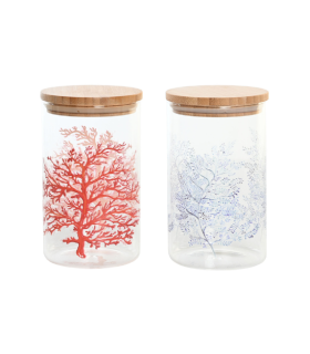 BOTE BOROSILICATO BAMBU 10X10X17CM 1L CORAL SURT.