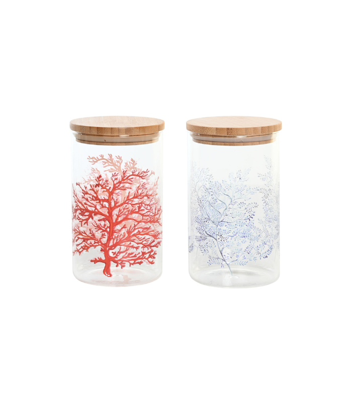 BOTE BOROSILICATO BAMBU 10X10X17CM 1L CORAL SURT.