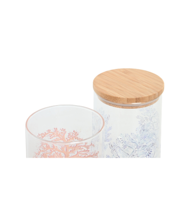 BOTE BOROSILICATO BAMBU 10X10X17CM 1L CORAL SURT.