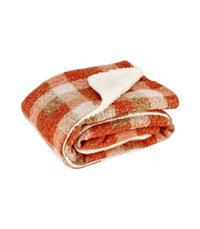 PLAID LANURENCE CUADROS NARANJA 130X160CM