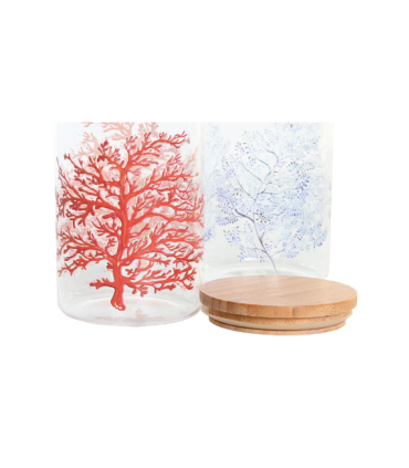 BOTE BOROSILICATO BAMBU 10X10X17CM 1L CORAL SURT.