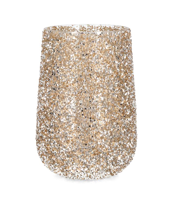 PORTAVELAS VIDRIO BRILLANT ORO 18.5X27CM
