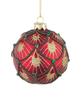 BOLA VIDRIO STARDUST ROJO CHAMPAN 8CM