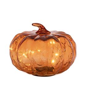 CALABAZA VIDRIO AUDRY NARANJA C.LED 20X16CM
