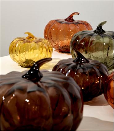 CALABAZA VIDRIO AUDRY NARANJA C.LED 20X16CM