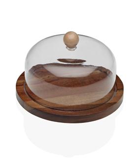 QUESERA CON TAPA TRANSPARENTE ACACIA