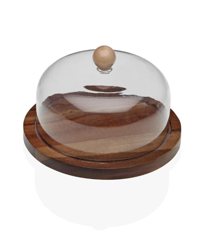 QUESERA CON TAPA TRANSPARENTE ACACIA