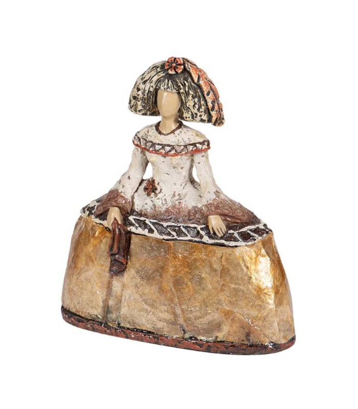 FIGURA MENINA RESINA DORADA 14X6X16CM