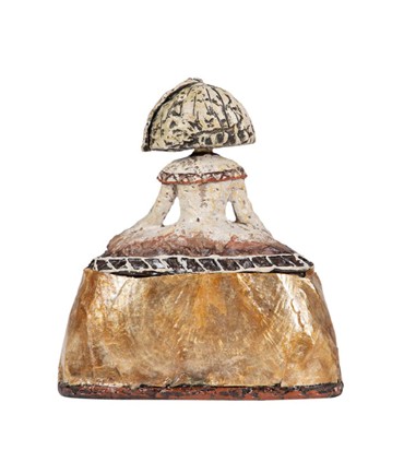 FIGURA MENINA RESINA DORADA 14X6X16CM