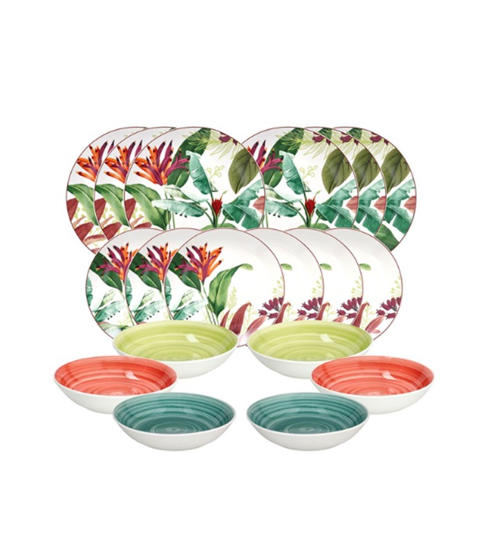 VAJILLA 18PIEZAS TROPICALIA