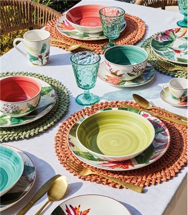 VAJILLA 18PIEZAS TROPICALIA