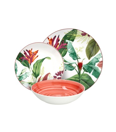 VAJILLA 18PIEZAS TROPICALIA