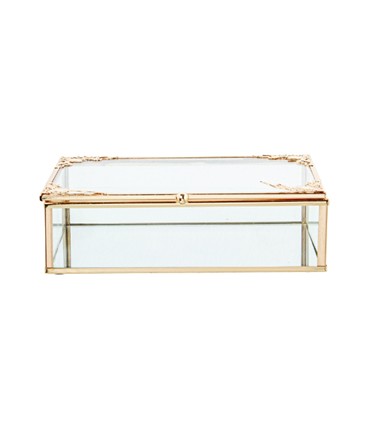 CAJA METAL DORADO - CRISTAL 18X14X6CM