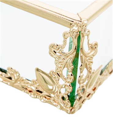 BANDEJA METAL DORADO -CRISTAL  20X10X4CM