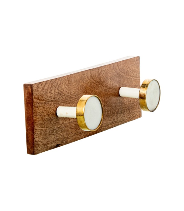 PERCHERO PARED  MADERA MANGO 2GANCHOS