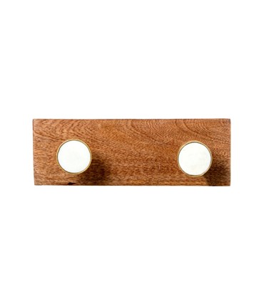 PERCHERO PARED  MADERA MANGO 2GANCHOS