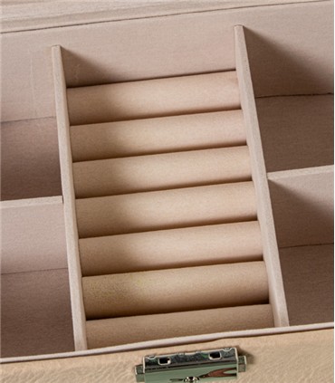 JOYERO POLIPIEL CON ESPEJO  BEIGE